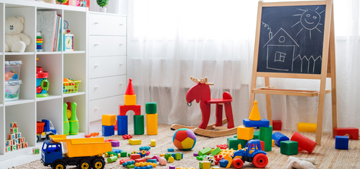 Toys in toddler’s playroom